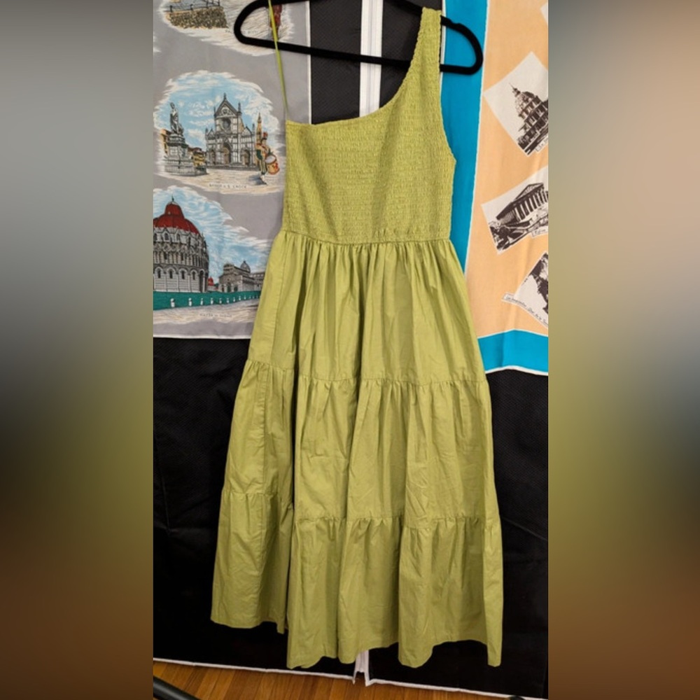 Women's Lime Green One-Shoulder Maxi Dress